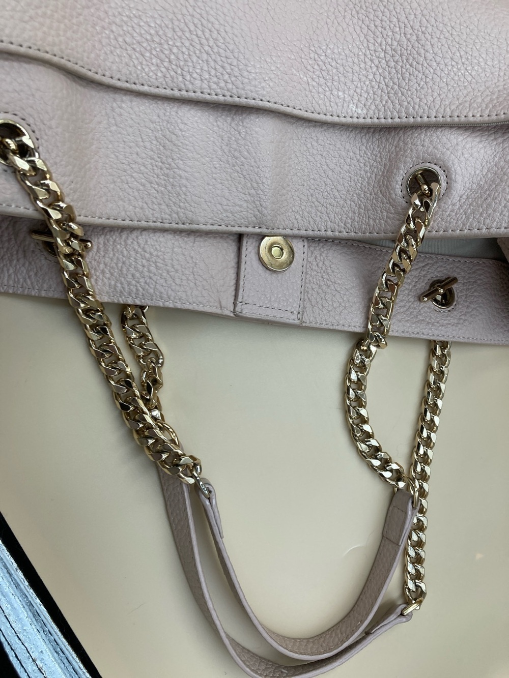 14th & Union Pale pink blush Shoulder Tote with Gold Chain Handles - Picture 9 of 12